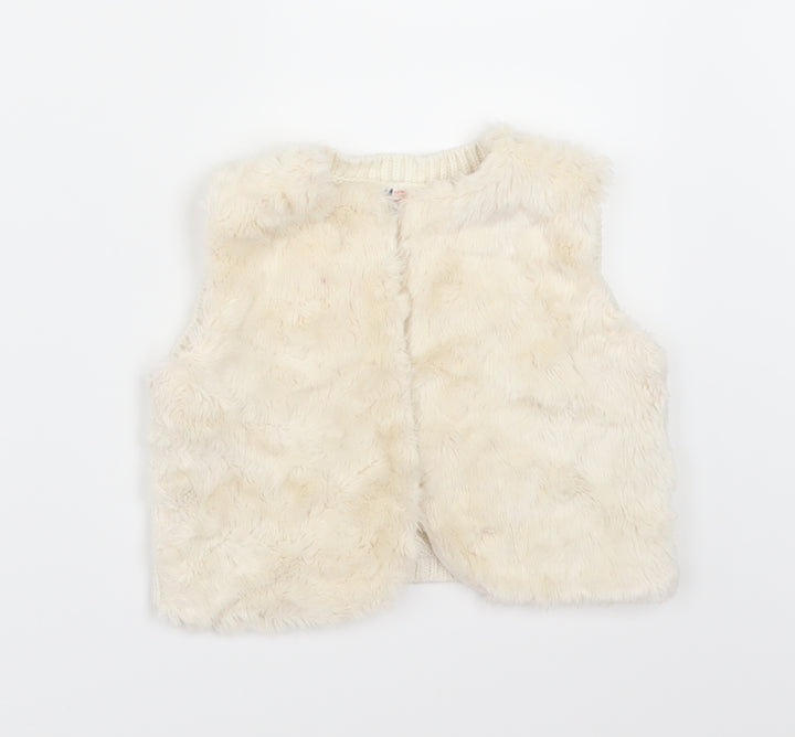 H&M Girls Ivory Jacket Waistcoat Size 3-4 Years - fur front