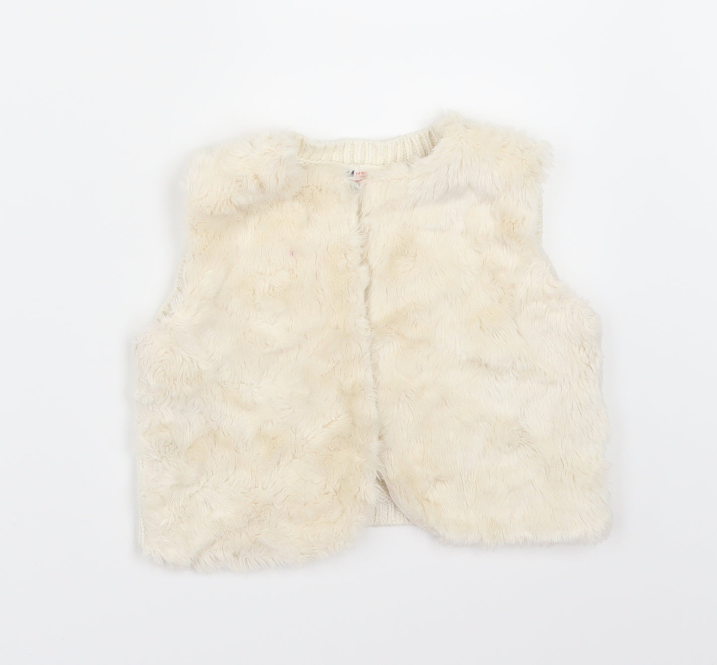 H&M Girls Ivory   Jacket Waistcoat Size 3-4 Years  - fur front