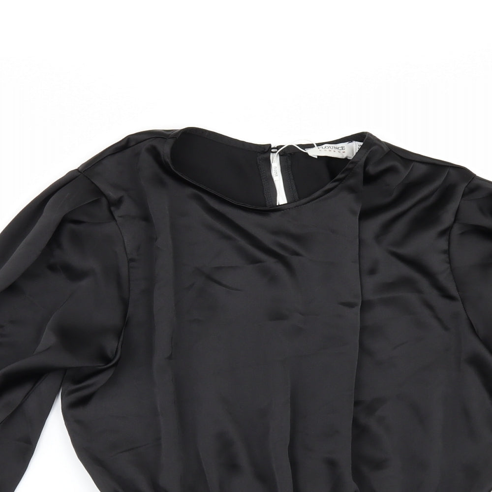 Flounce Womens Black   Tunic Blouse Size 14