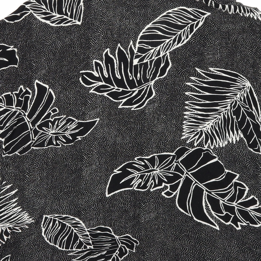 Peacocks Womens Black Floral  Kimono Button-Up Size 14