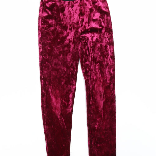 Nutmeg Girls Red  Velour Carrot Trousers Size 8-9 Years