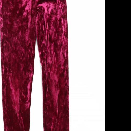 Nutmeg Girls Red  Velour Carrot Trousers Size 8-9 Years