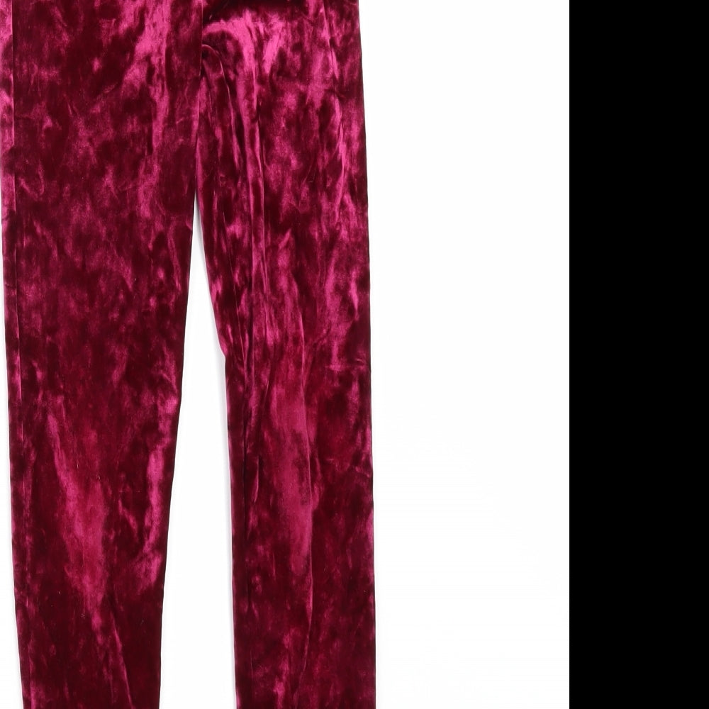 Nutmeg Girls Red  Velour Carrot Trousers Size 8-9 Years