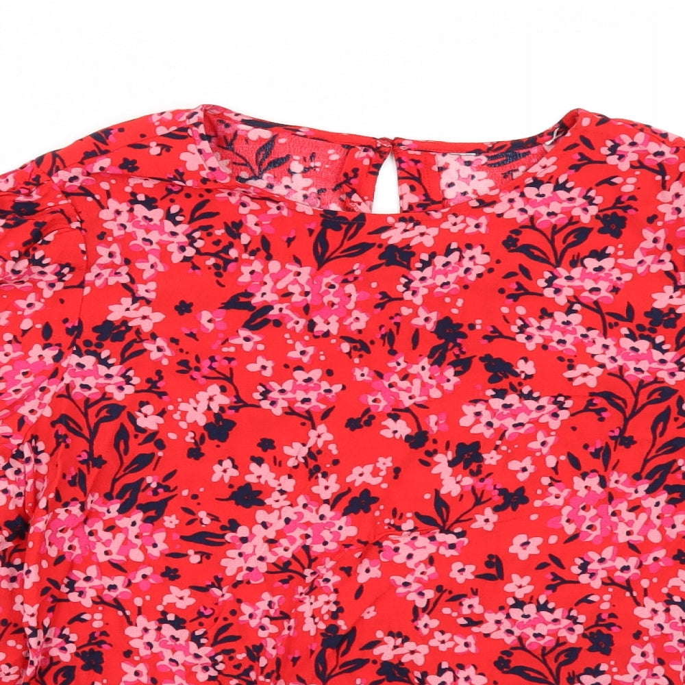 Marks and Spencer Womens Red Floral  Tunic Blouse Size 18