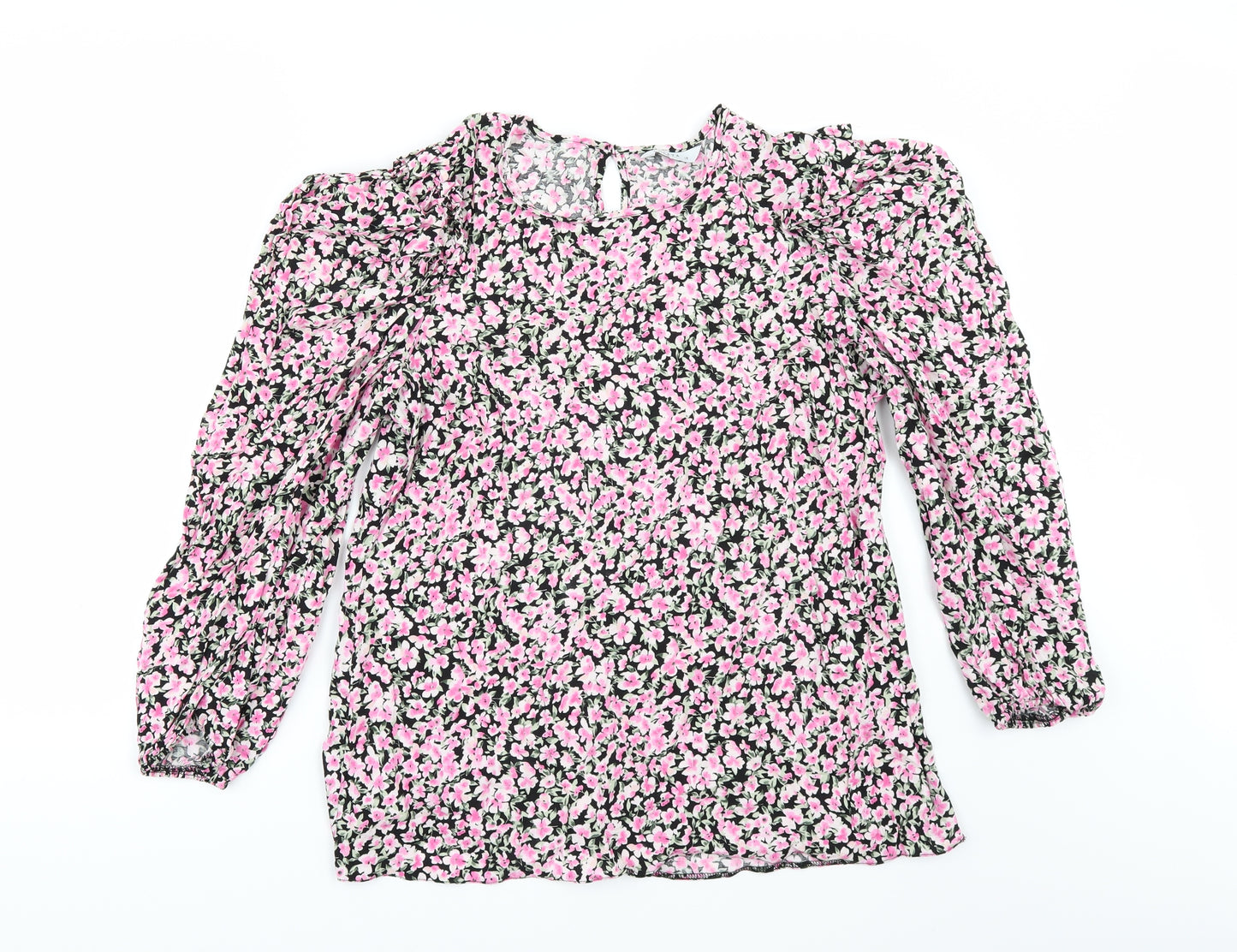 Papaya Womens Black Floral  Tunic Blouse Size 16