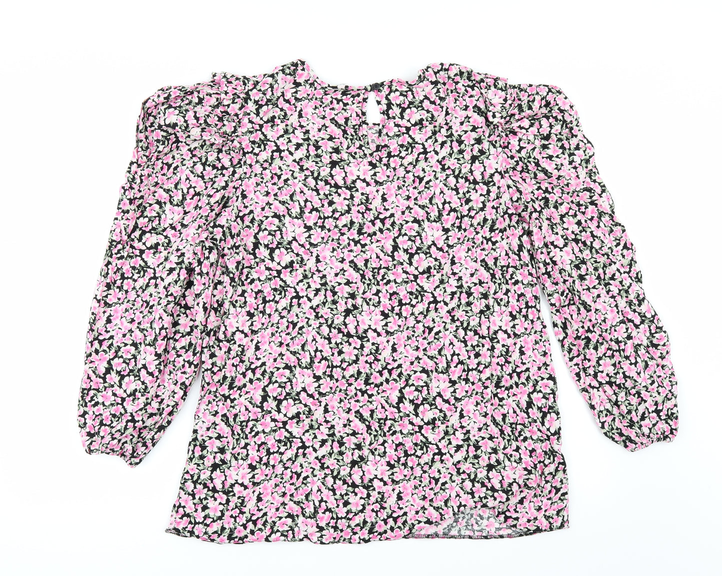Papaya Womens Black Floral  Tunic Blouse Size 16