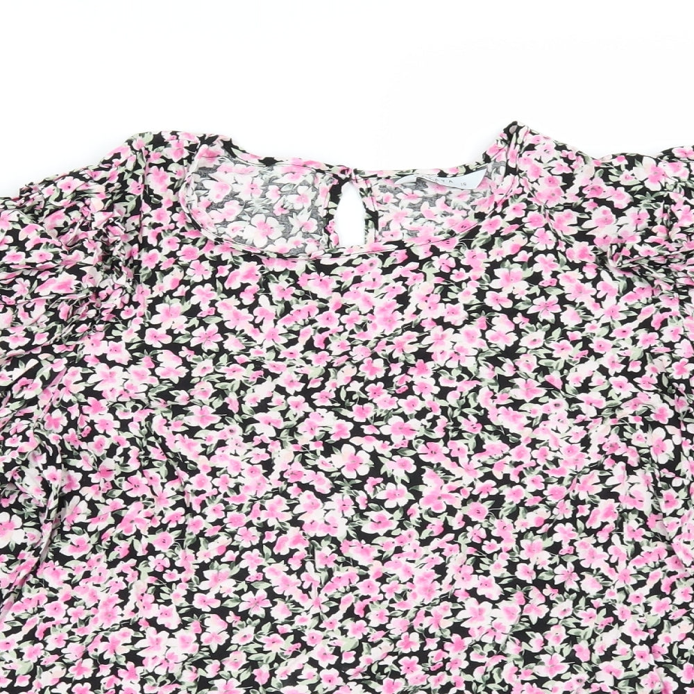 Papaya Womens Black Floral  Tunic Blouse Size 16