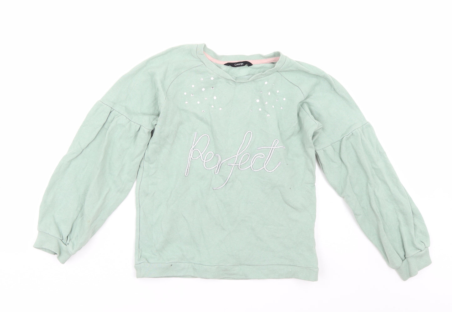 George Girls Green   Pullover Sweatshirt Size 10-11 Years