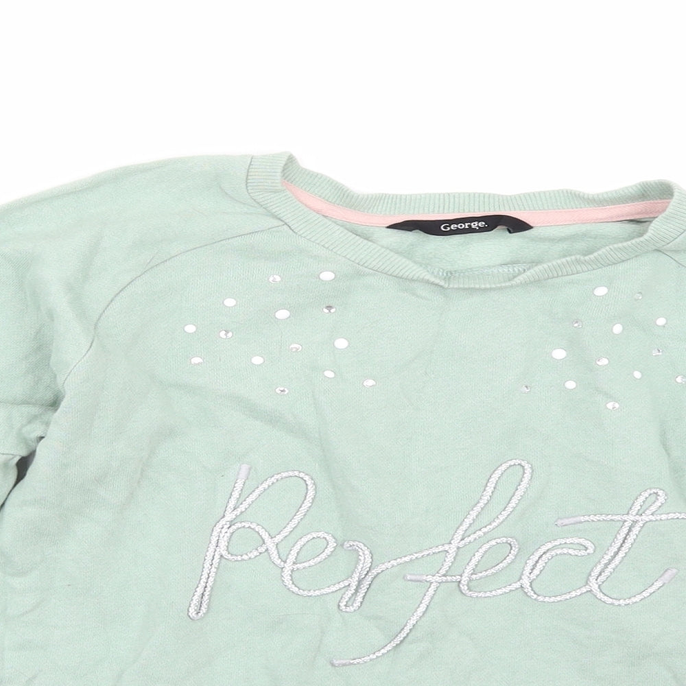 George Girls Green   Pullover Sweatshirt Size 10-11 Years
