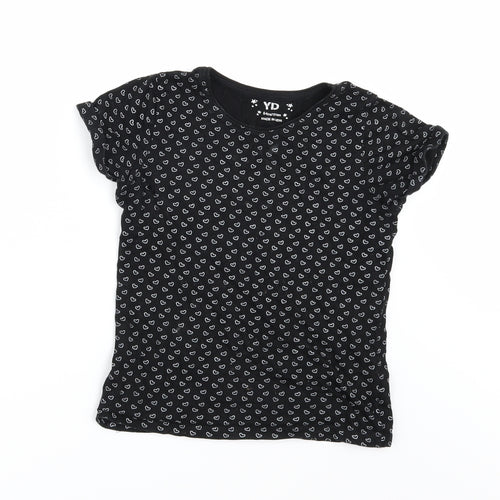 Young Dimension Girls Black Geometric  Basic T-Shirt Size 8-9 Years