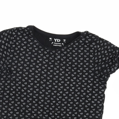 Young Dimension Girls Black Geometric  Basic T-Shirt Size 8-9 Years