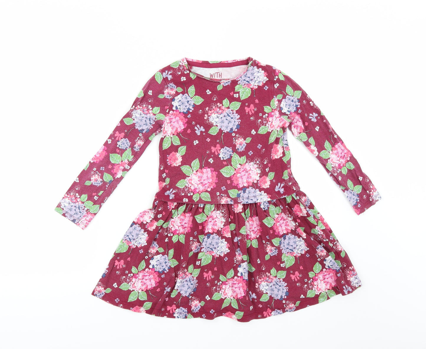 F&F Girls Red Floral  A-Line  Size 6-7 Years