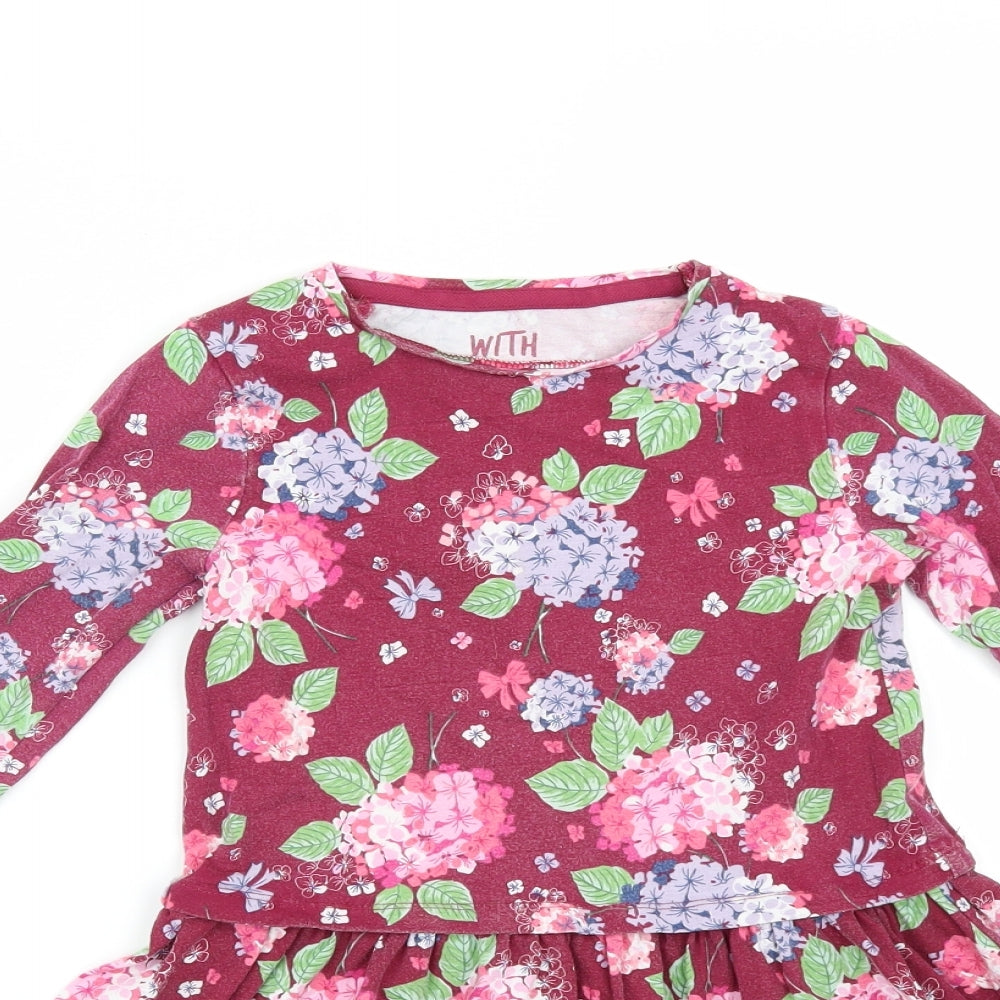 F&F Girls Red Floral  A-Line  Size 6-7 Years