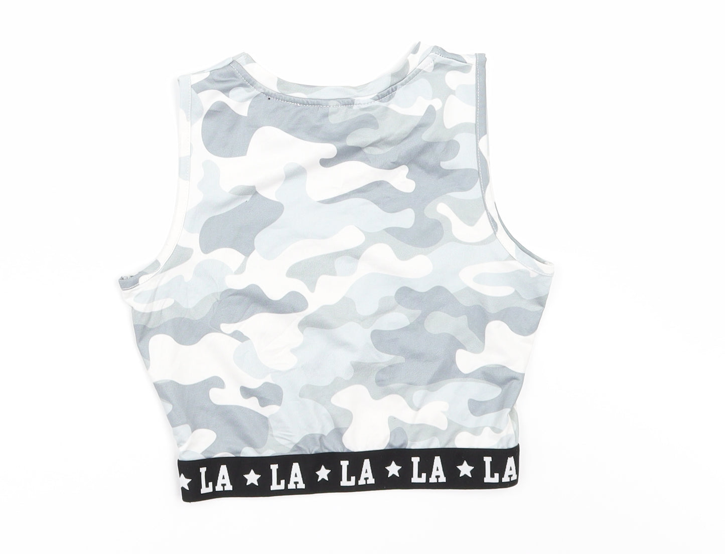 Primark Girls Grey Camouflage  Cropped T-Shirt Size 10-11 Years