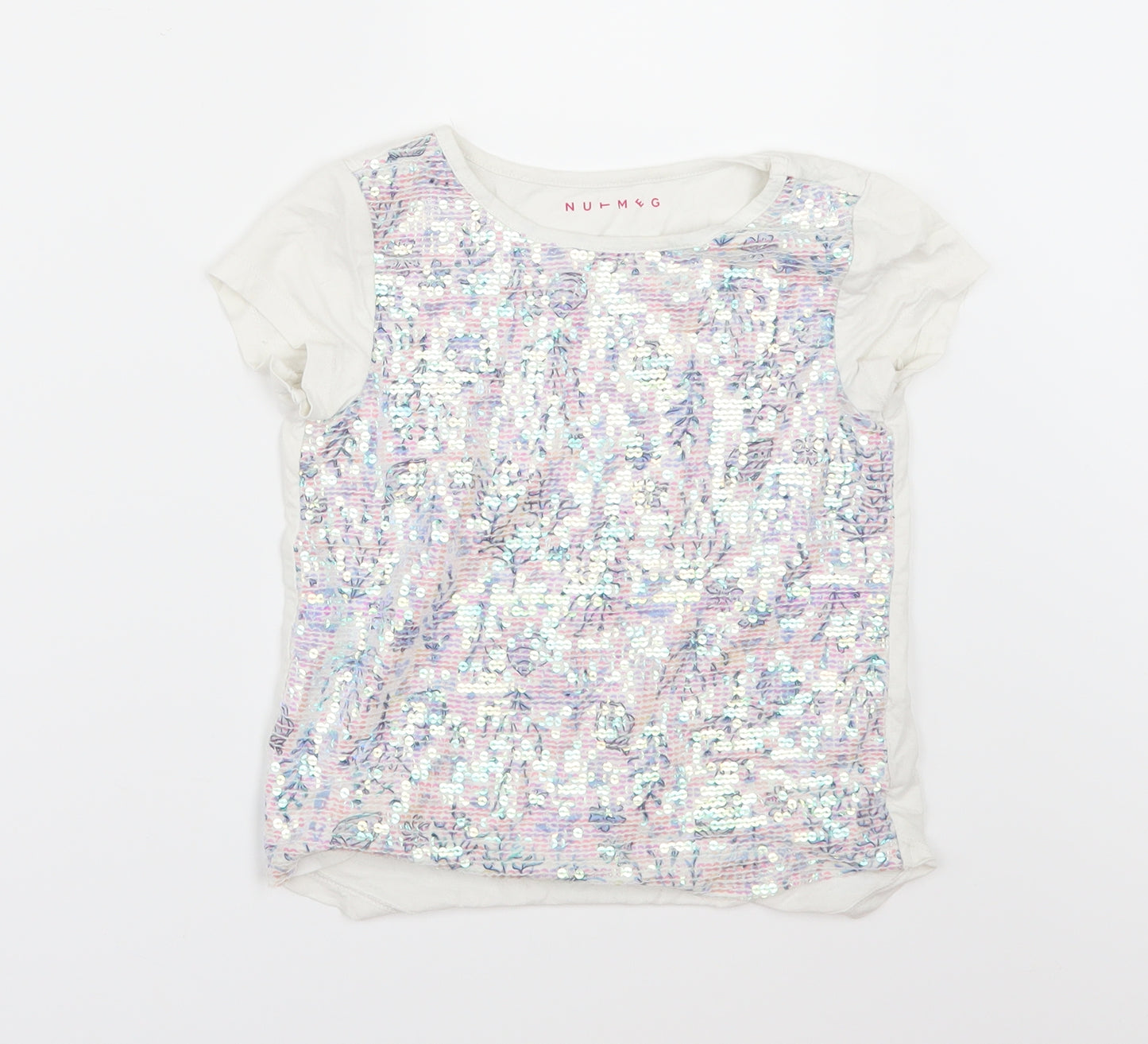 Nutmeg Girls White   Basic T-Shirt Size 8-9 Years