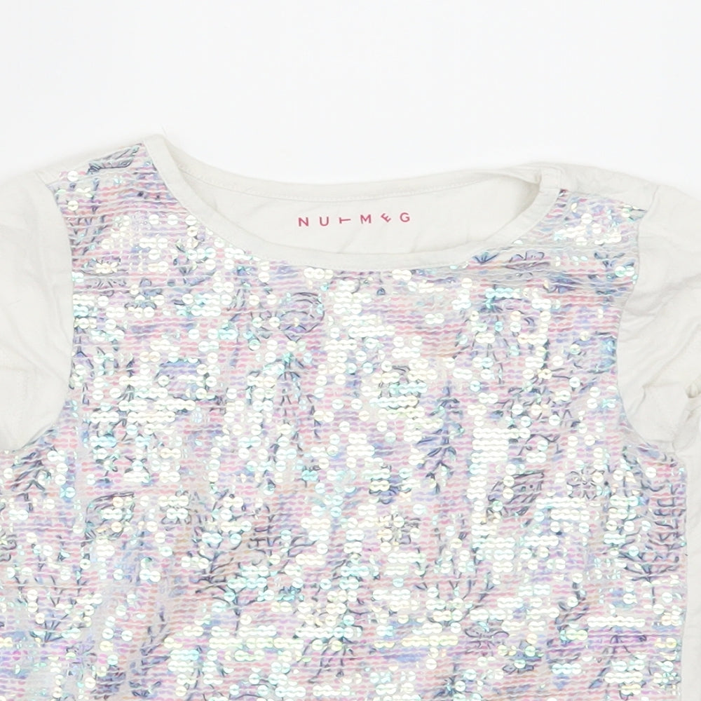 Nutmeg Girls White   Basic T-Shirt Size 8-9 Years