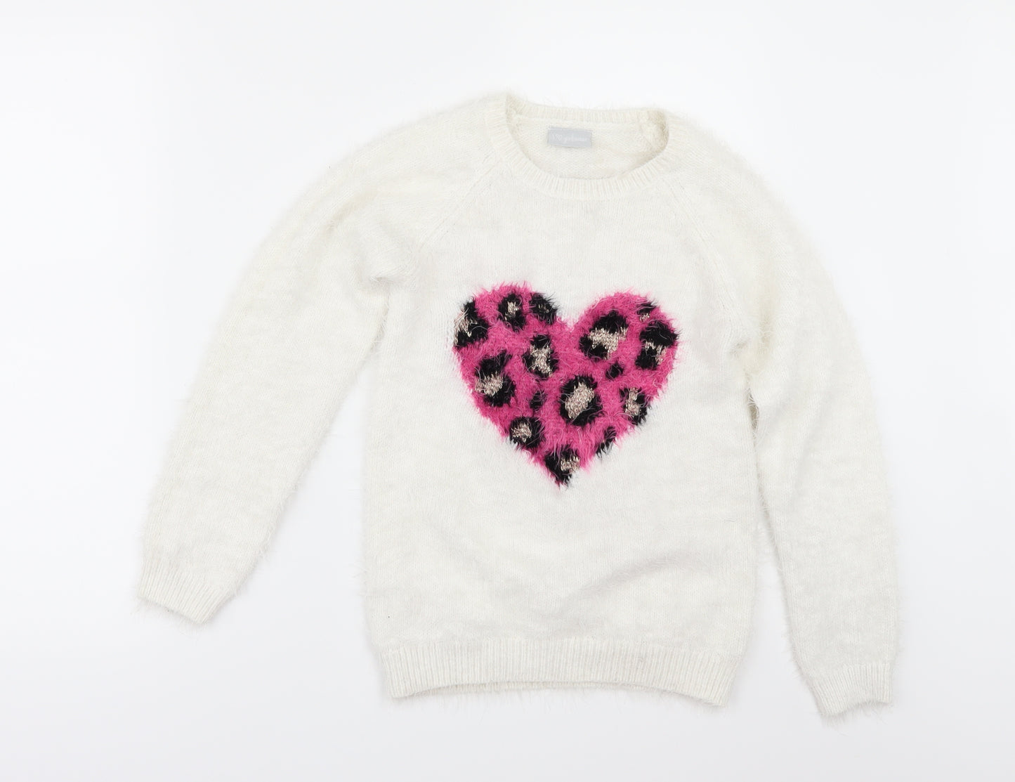Matalan Girls White   Pullover Jumper Size 10 Years