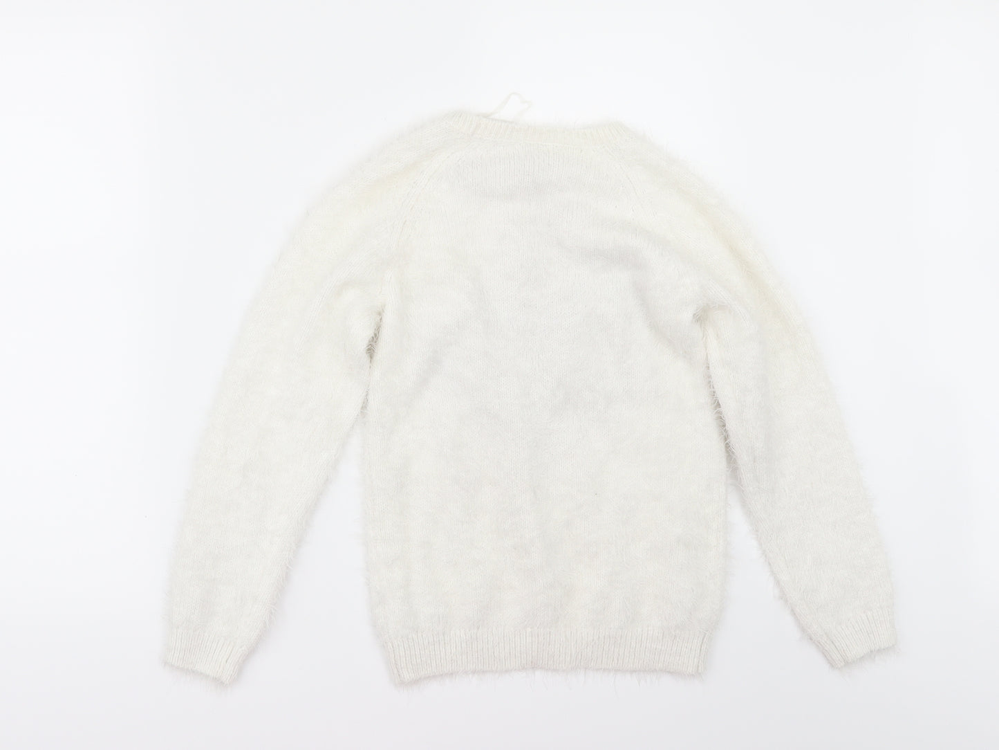 Matalan Girls White   Pullover Jumper Size 10 Years
