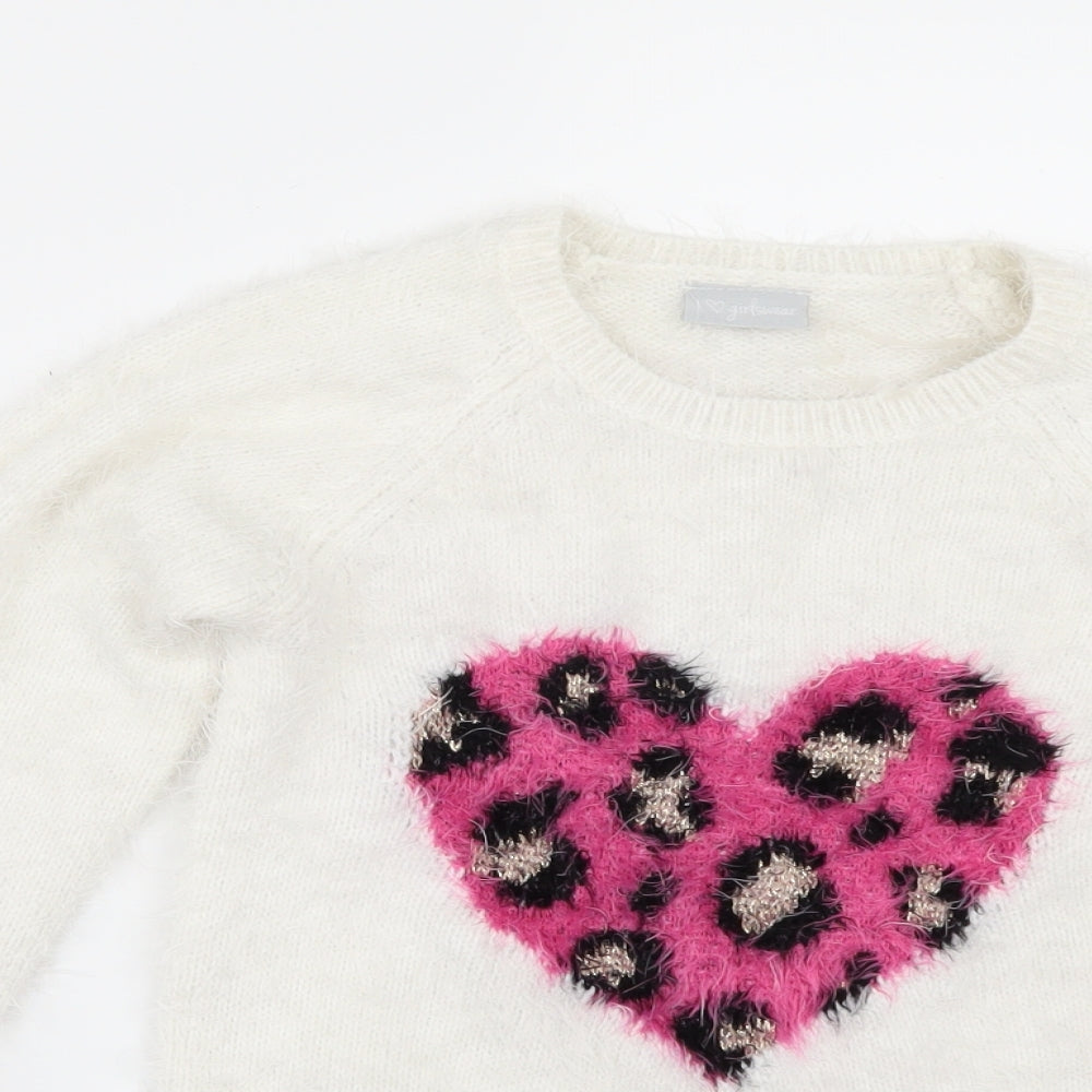 Matalan Girls White   Pullover Jumper Size 10 Years