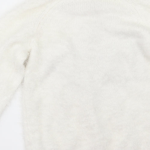Matalan Girls White   Pullover Jumper Size 10 Years