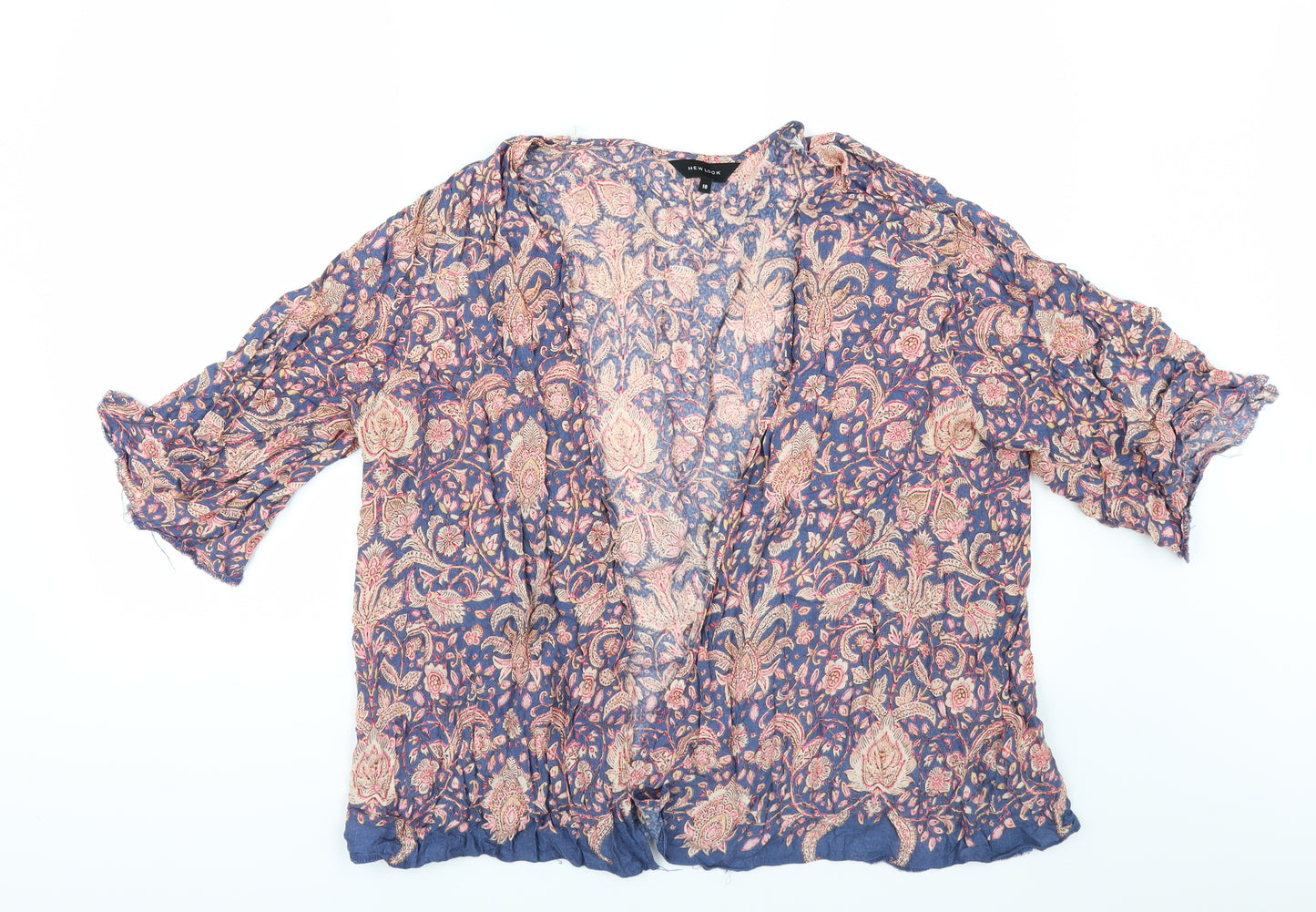 New Look Womens Multicoloured Geometric  Kimono Button-Up Size 18