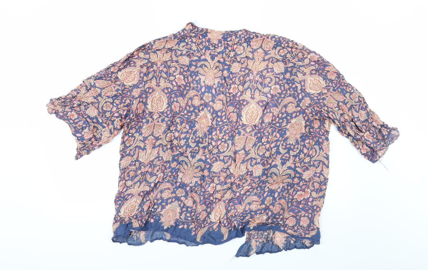 New Look Womens Multicoloured Geometric  Kimono Button-Up Size 18