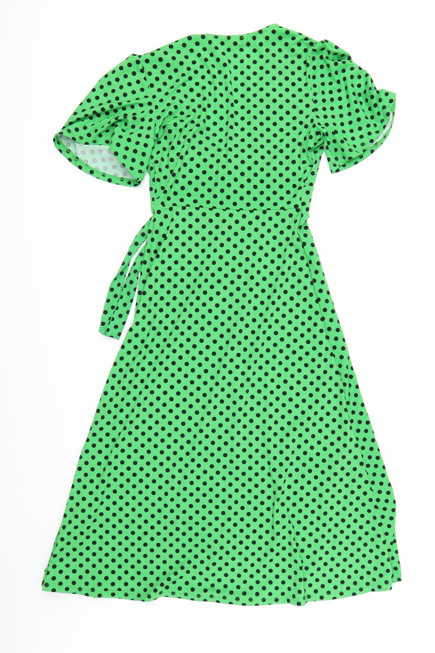 Zara Womens Green Polka Dot  Fit & Flare  Size S