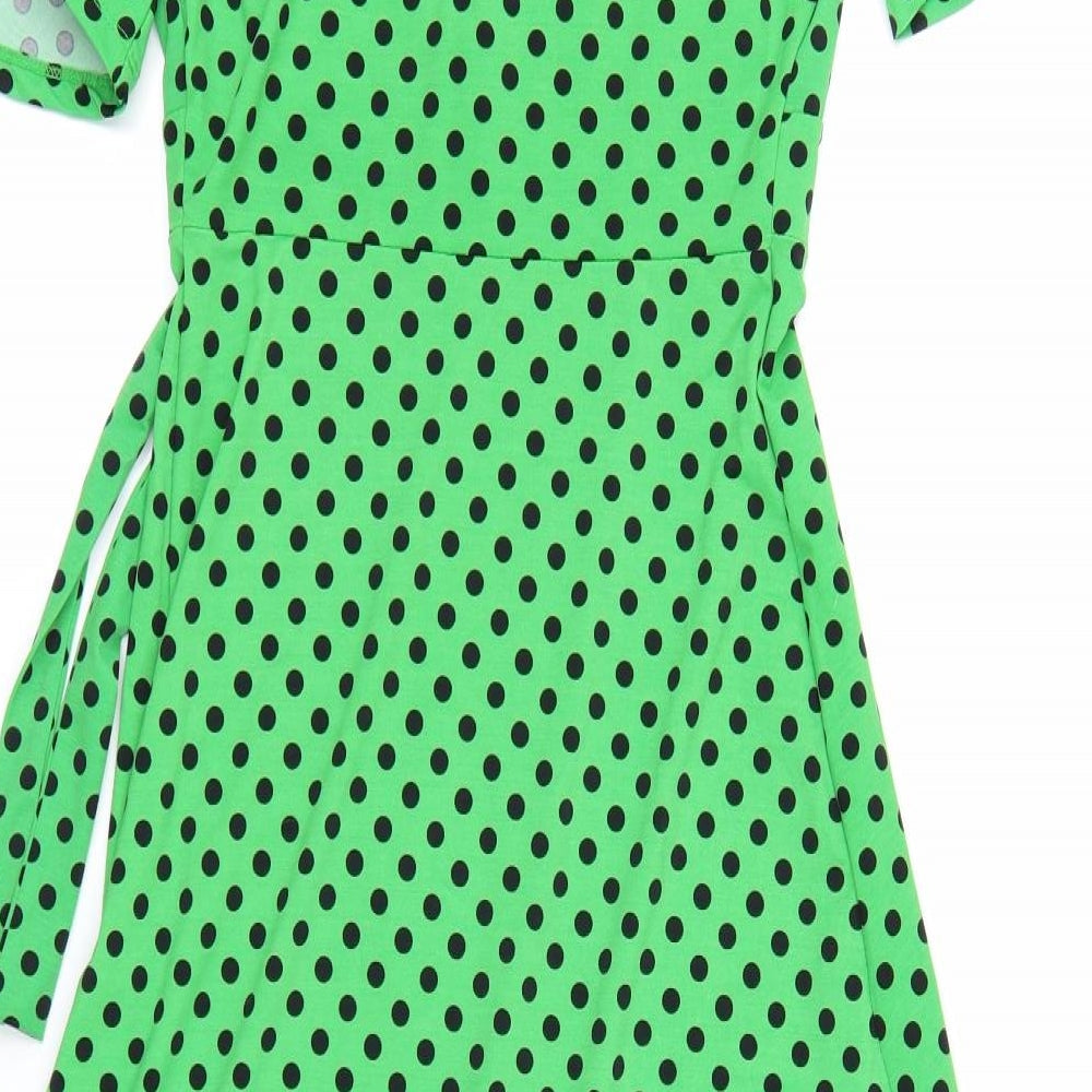 Zara Womens Green Polka Dot  Fit & Flare  Size S