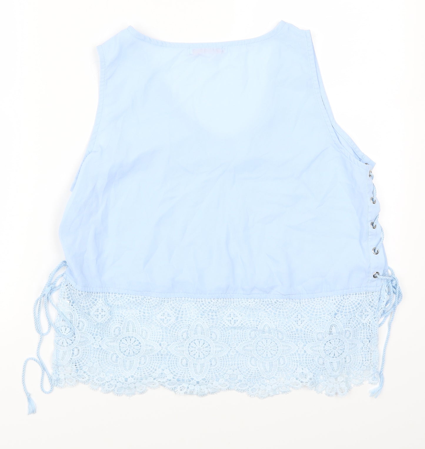Flammode Womens Blue  Lace Basic Tank Size L