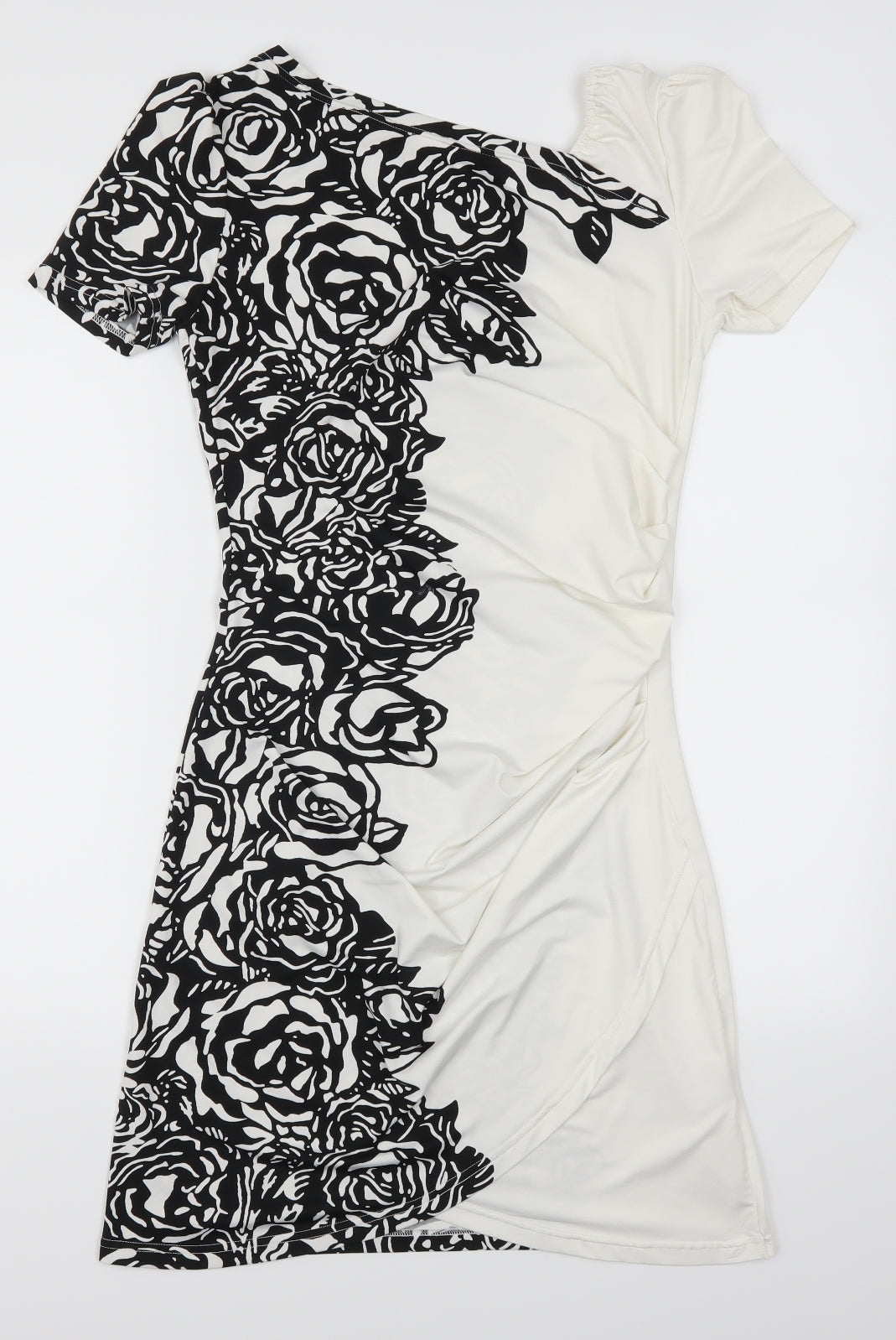 Solo Womens White Floral  Mini  Size 12  - Black and White