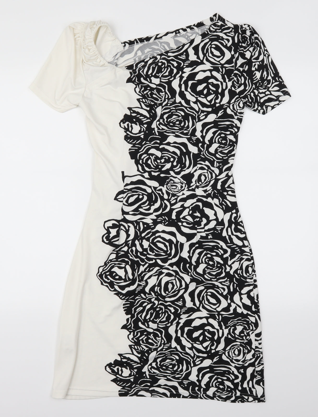 Solo Womens White Floral  Mini  Size 12  - Black and White