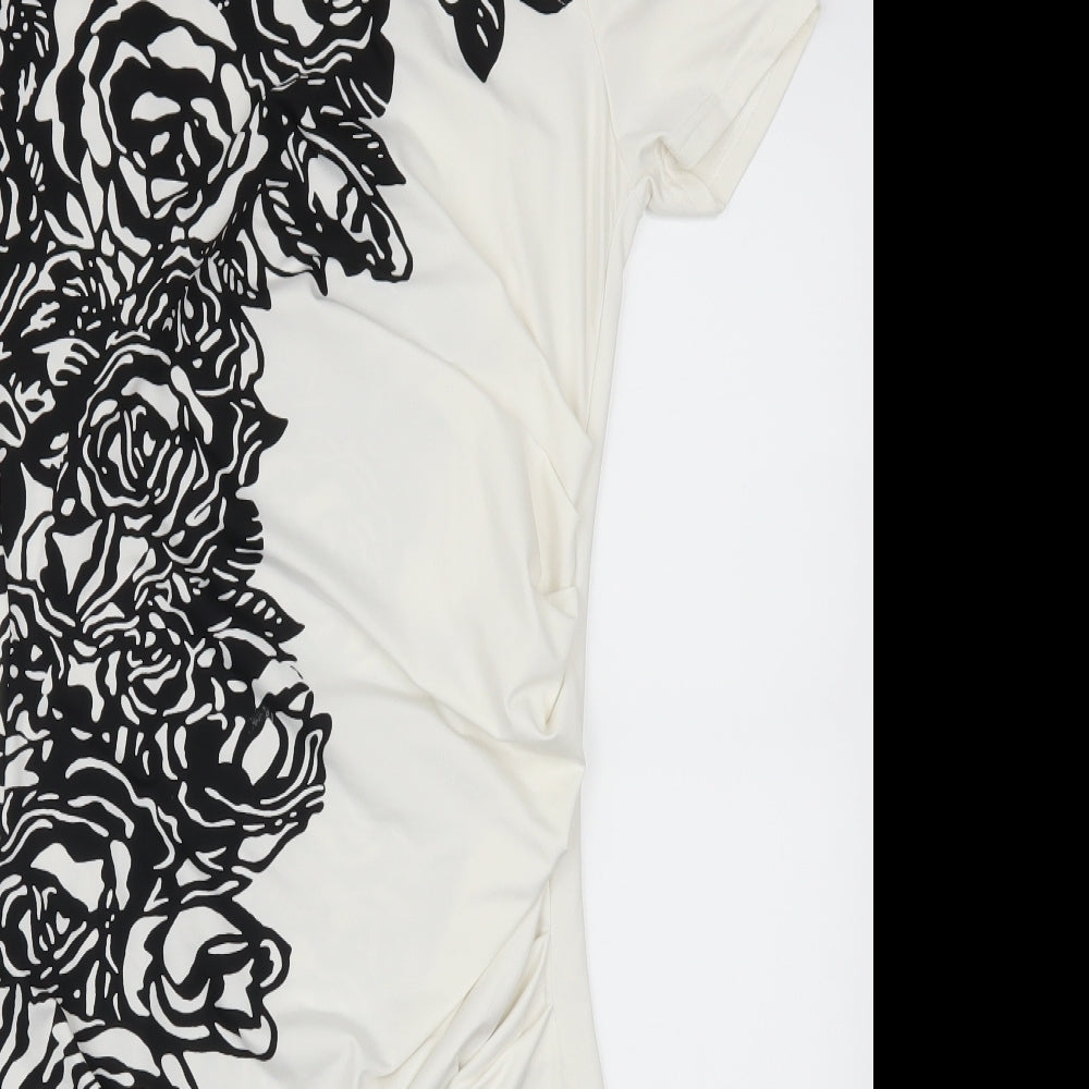 Solo Womens White Floral  Mini  Size 12  - Black and White