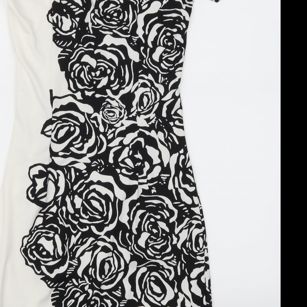 Solo Womens White Floral  Mini  Size 12  - Black and White