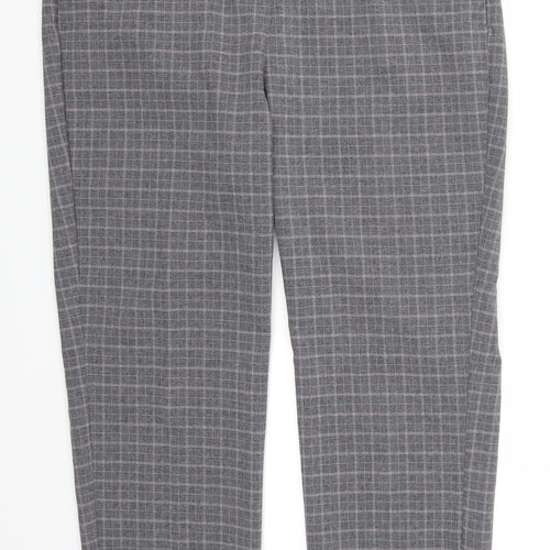 NEXT Womens Grey Check  Cropped Trousers Size 14 L26 in