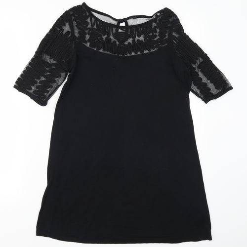 NEXT Womens Black Geometric  Basic T-Shirt Size 8