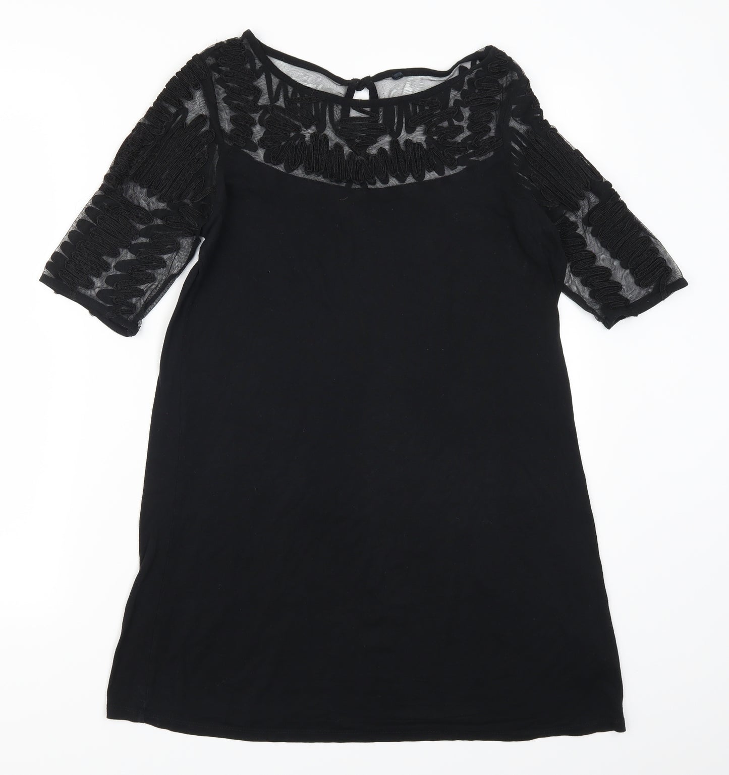 NEXT Womens Black Geometric  Basic T-Shirt Size 8