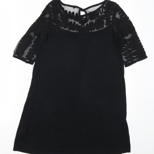 NEXT Womens Black Geometric  Basic T-Shirt Size 8