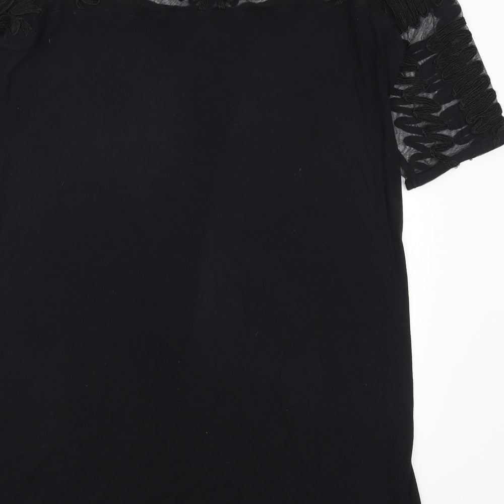 NEXT Womens Black Geometric  Basic T-Shirt Size 8