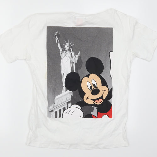 Zara Womens White   Basic T-Shirt Size S  - Mickey Mouse New York