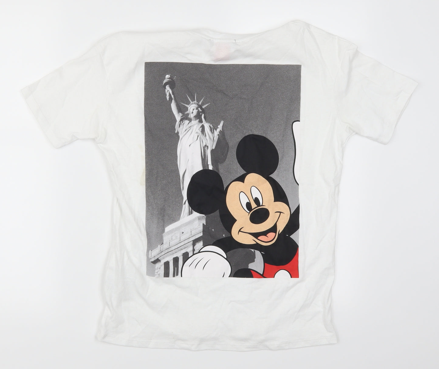Zara Womens White   Basic T-Shirt Size S  - Mickey Mouse New York