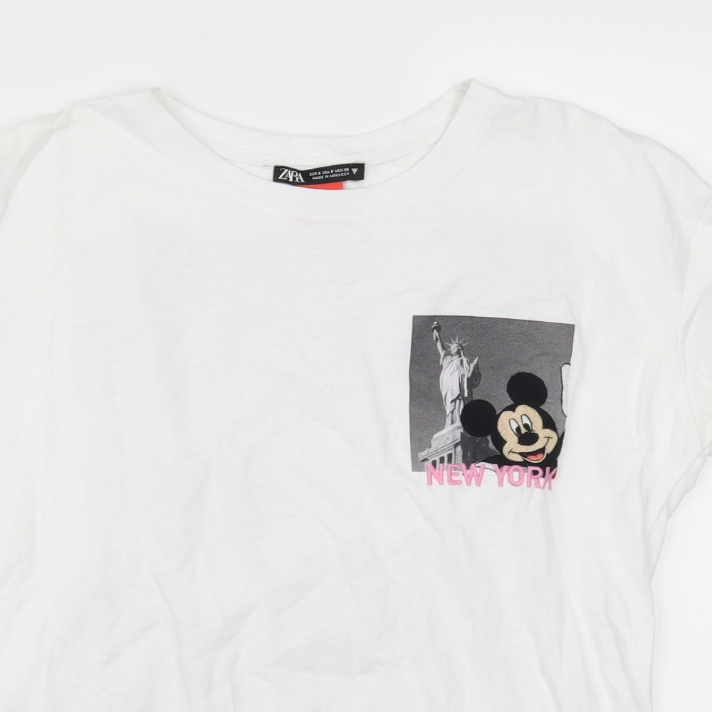 Zara Womens White   Basic T-Shirt Size S  - Mickey Mouse New York