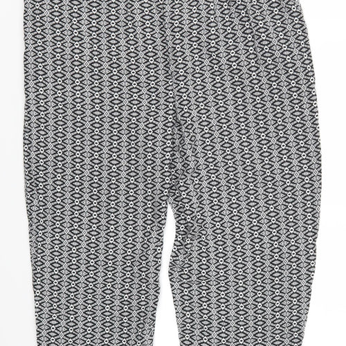 New Look Womens Grey Geometric  Cropped Trousers Size 14 L21 in