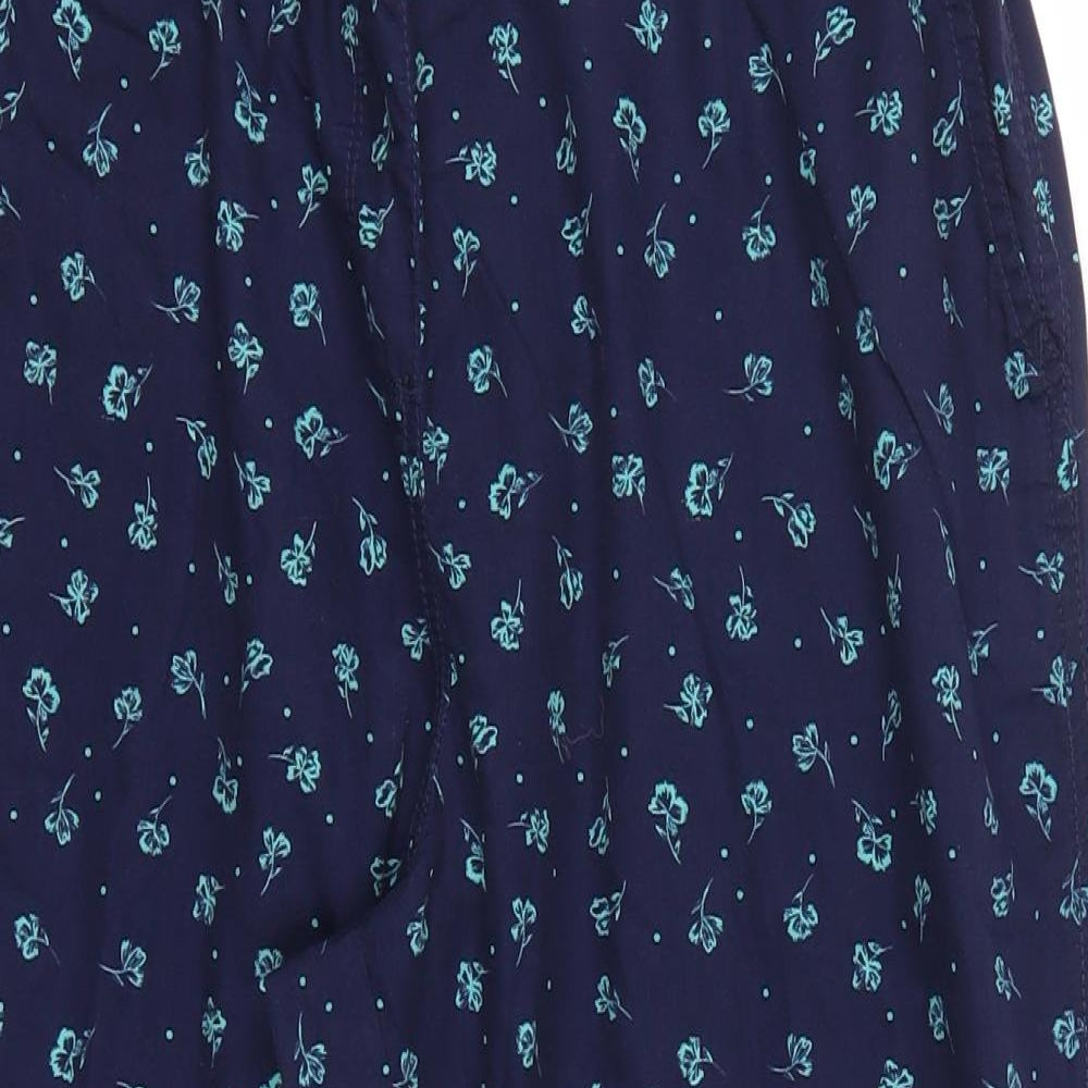 Bonmarché Womens Blue Floral  Cropped Trousers Size 14 L20 in