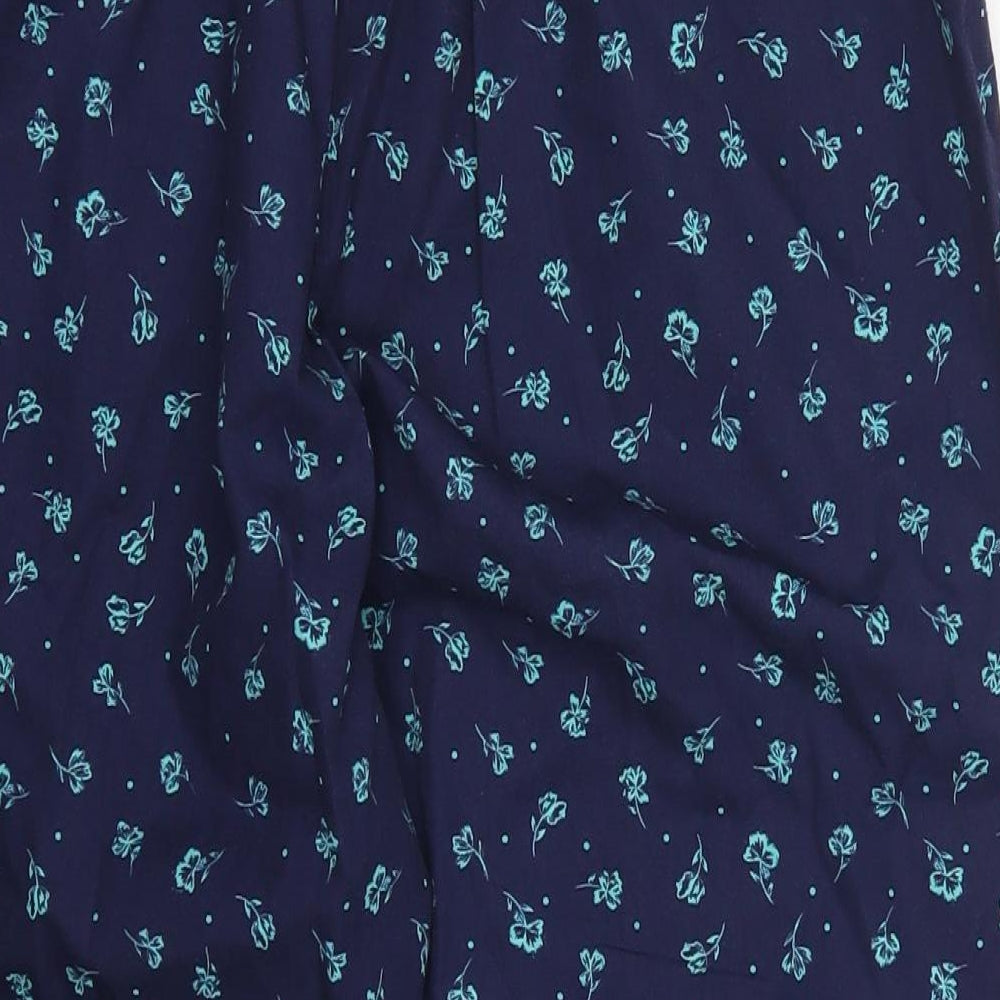 Bonmarché Womens Blue Floral  Cropped Trousers Size 14 L20 in