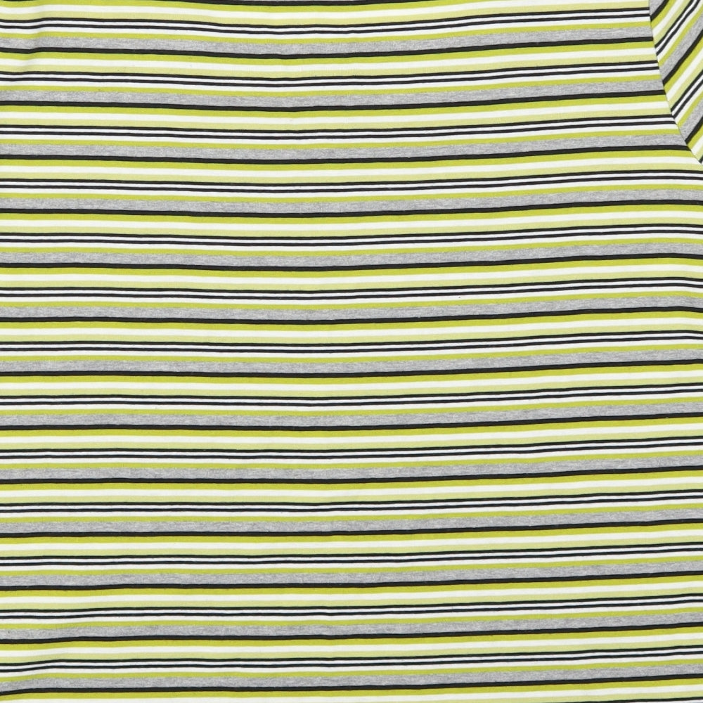 Preworn Womens Green Striped  Basic T-Shirt Size L