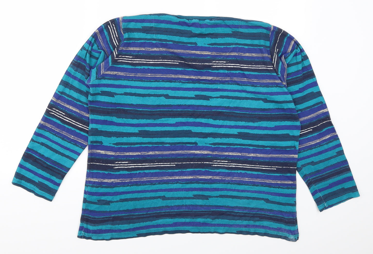 EWM Womens Blue Striped  Basic T-Shirt Size 18