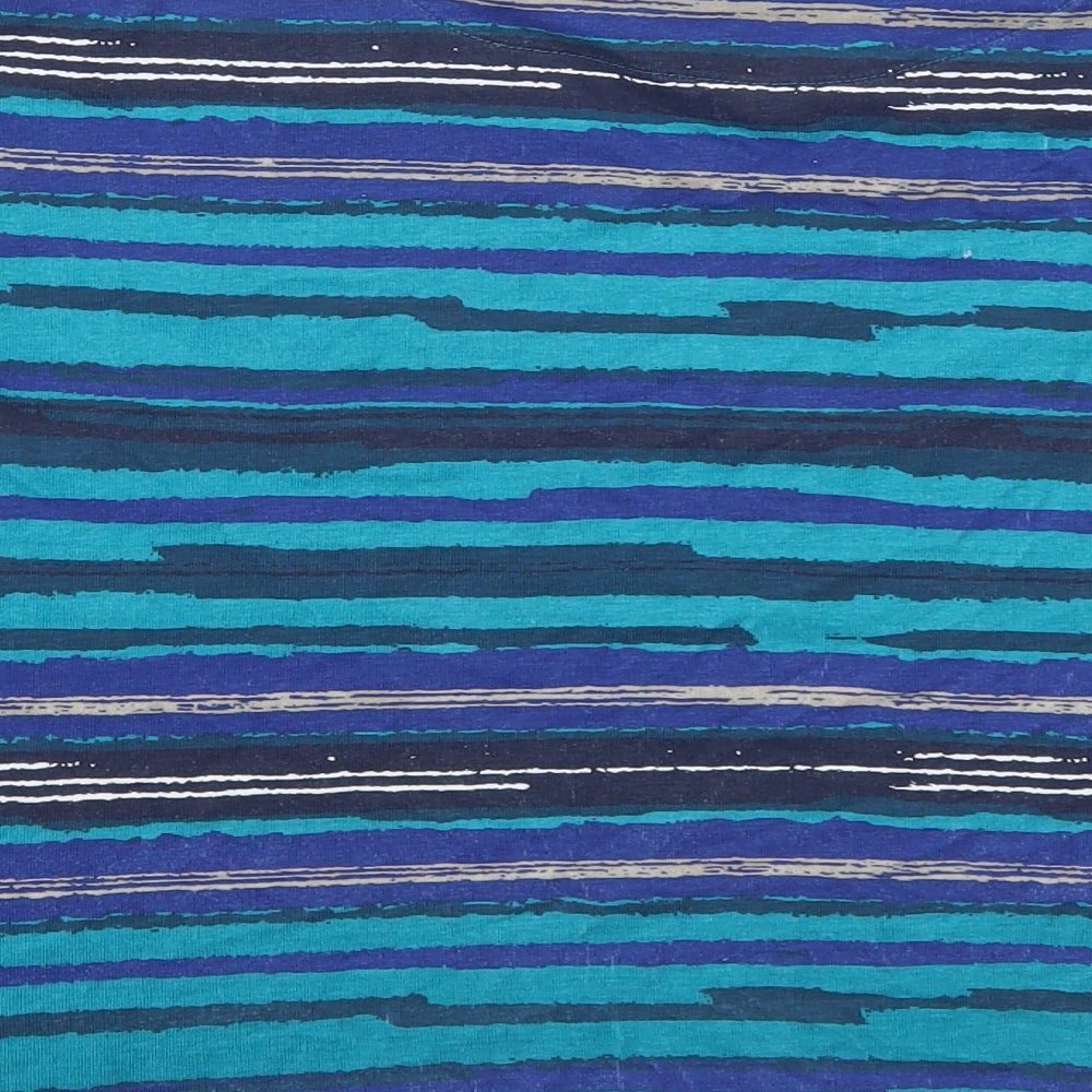 EWM Womens Blue Striped  Basic T-Shirt Size 18