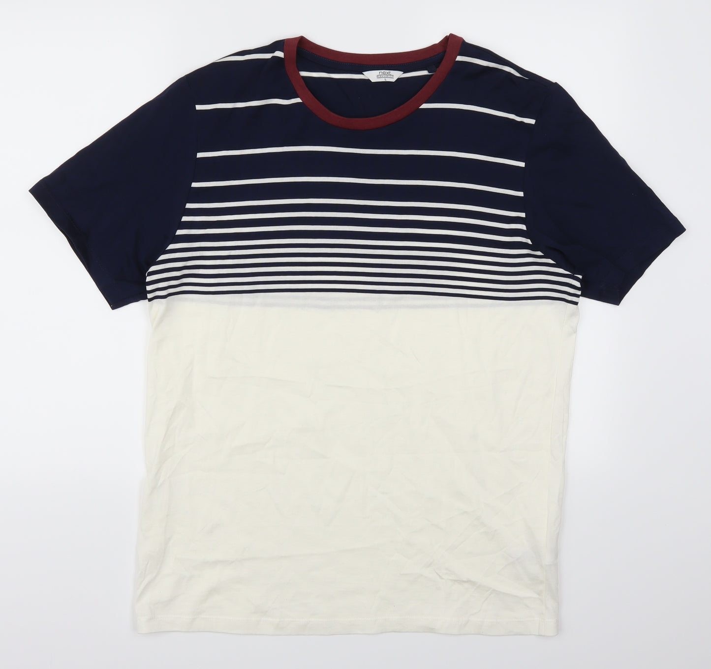 NEXT Mens Blue Striped   T-Shirt Size L