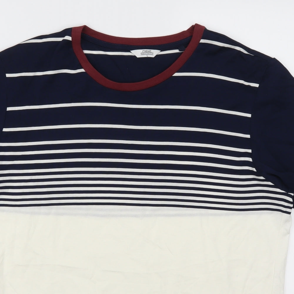 NEXT Mens Blue Striped   T-Shirt Size L