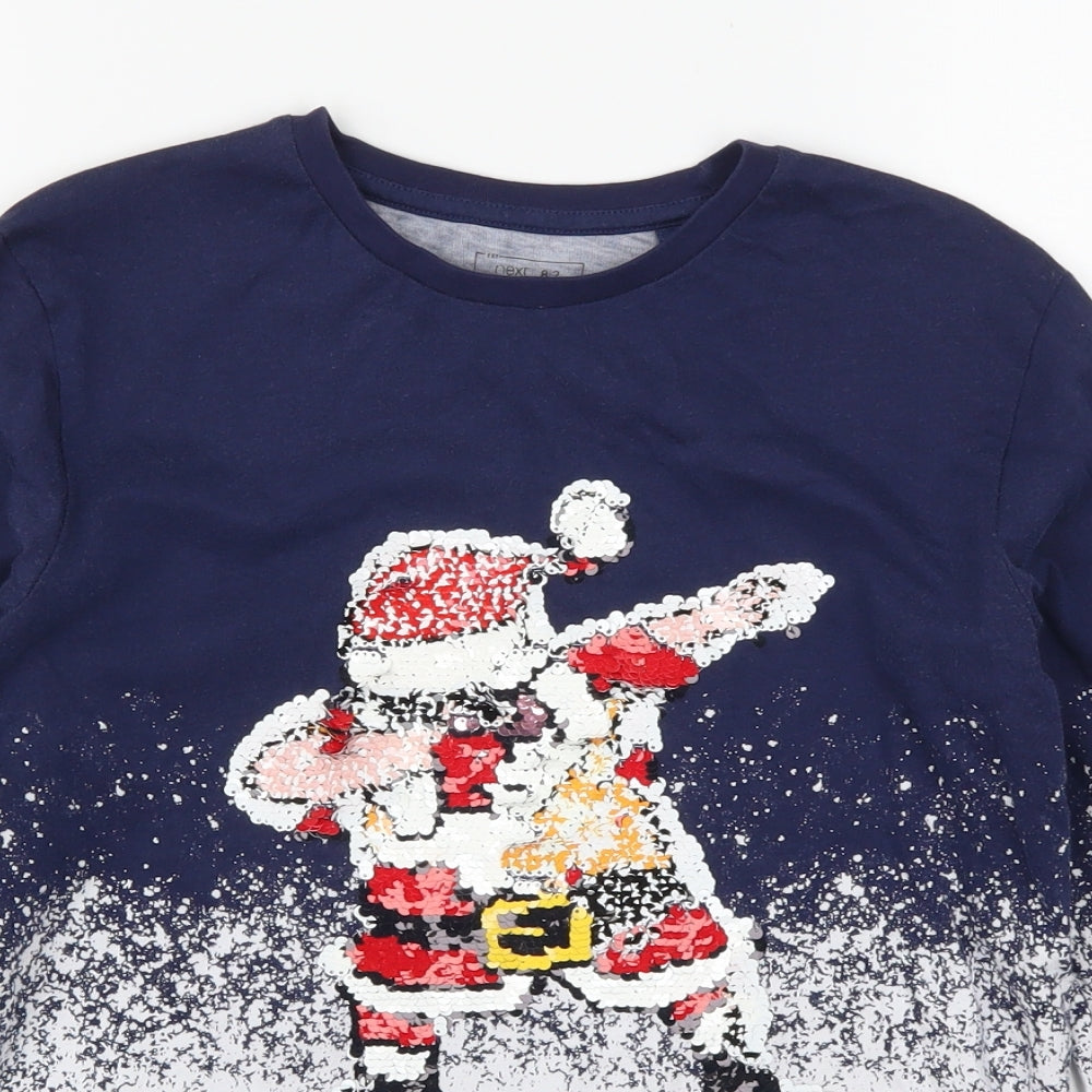 NEXT Boys Blue   Pullover Sweatshirt Size 10 Years  - Santa Dabbin Through the Snow